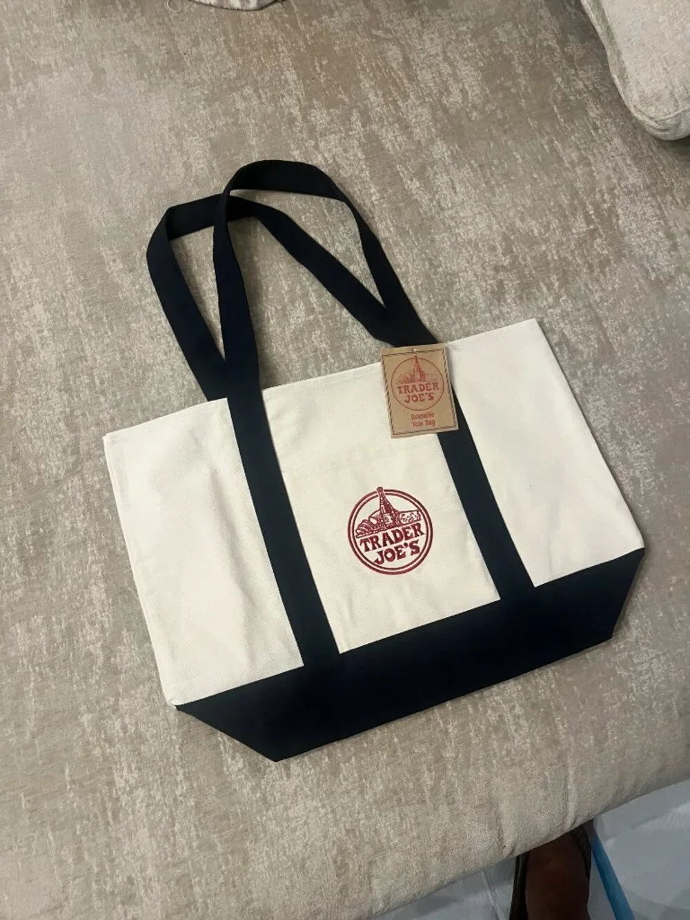 Trader Joe's Navy  Large Canvas Tote Bags (2)
